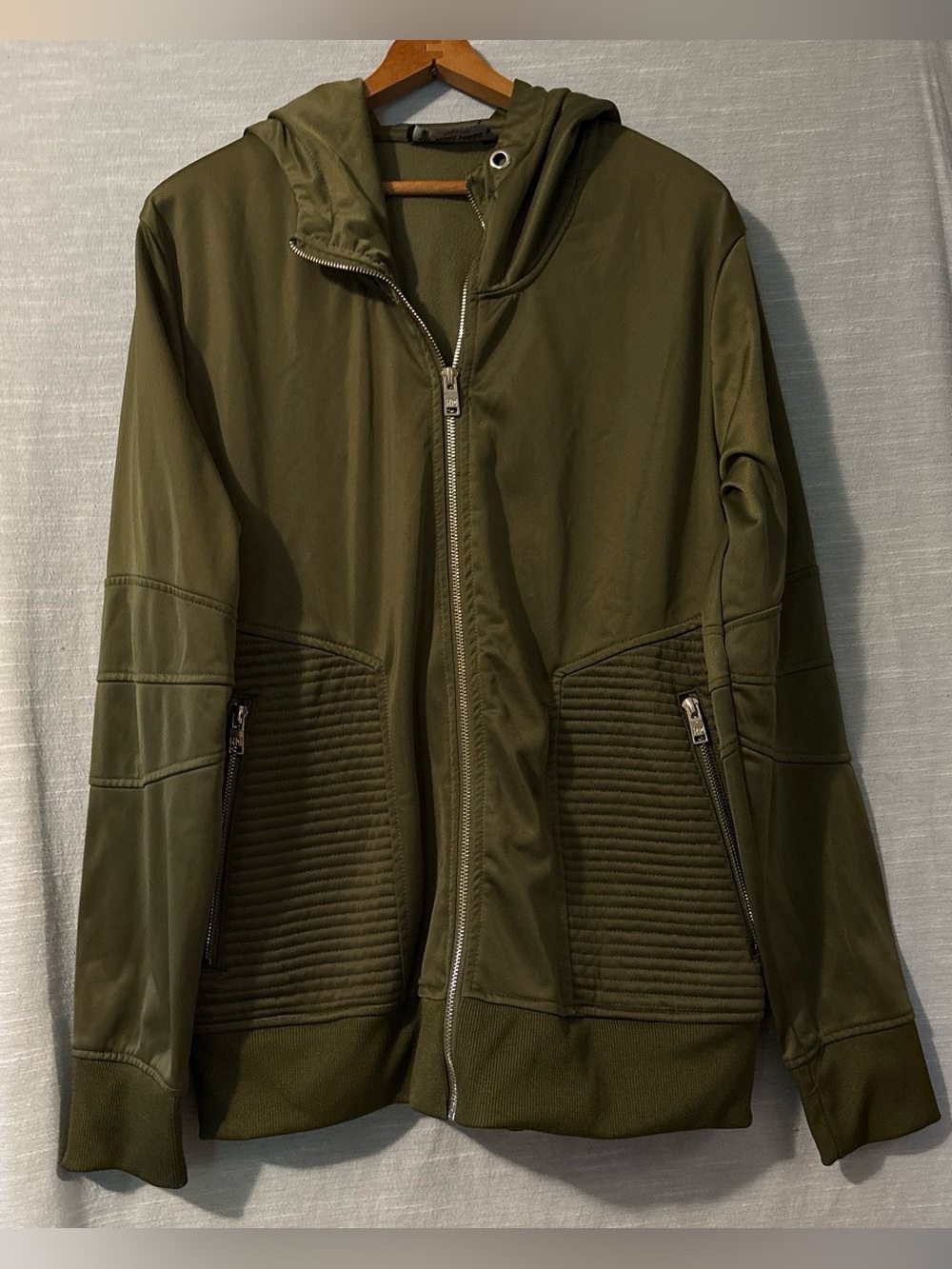 Rebel Minds Hoodie Full Zip Long Sleeves Olive Green Men’s Sz M